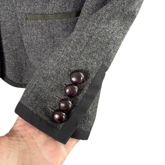 J.Crew 100% Wool 2-Button Blazer Jacket Charcoal Gray with Black Piping, Size 2 - Picture 7 of 9